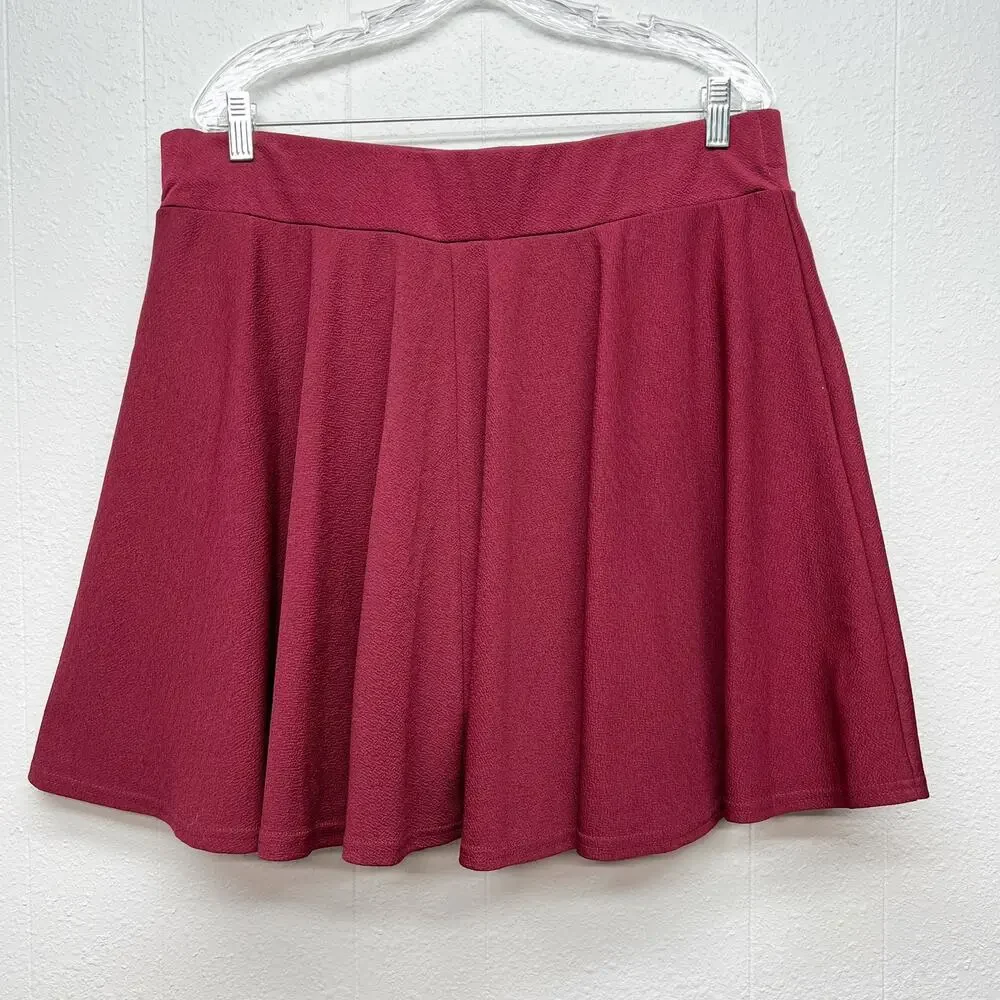 DJT Circle Mini Skirt/Skort Womens 3XL Burgundy Mid Rise Party Event Date Night